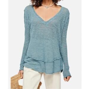 Free People We The Free Ocean Air Hacci Tunic Pullover Size M